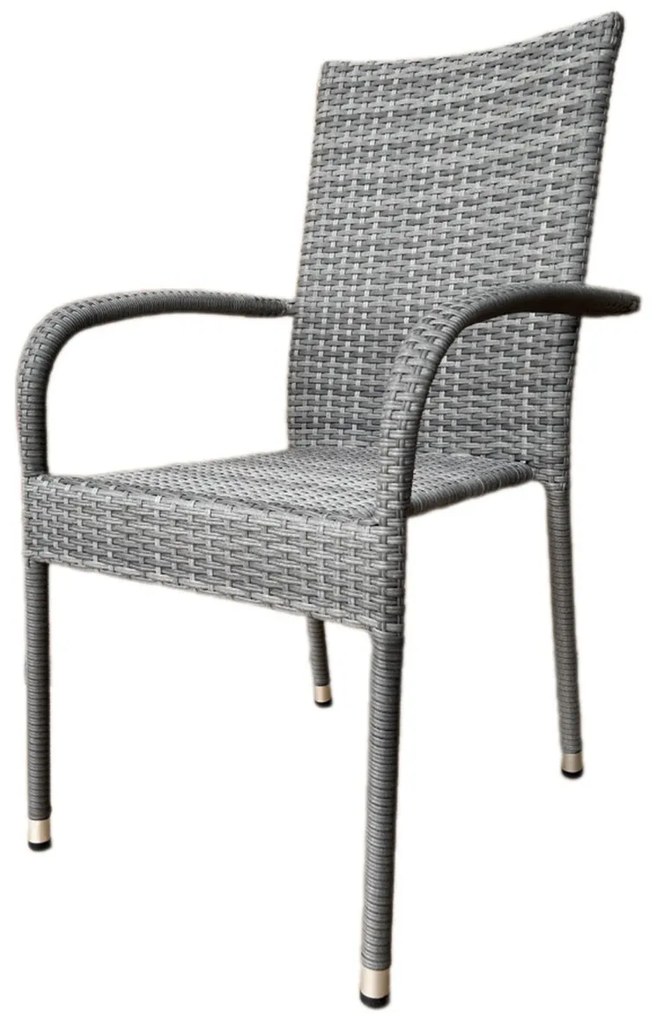 Autronic Záhradná stolička, kov, polyratan, sivá,AZ C-S2114 GREY