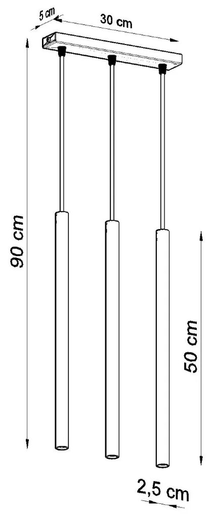 Závesné svietidlo Pastelo, 3x čierne kovové tienidlo