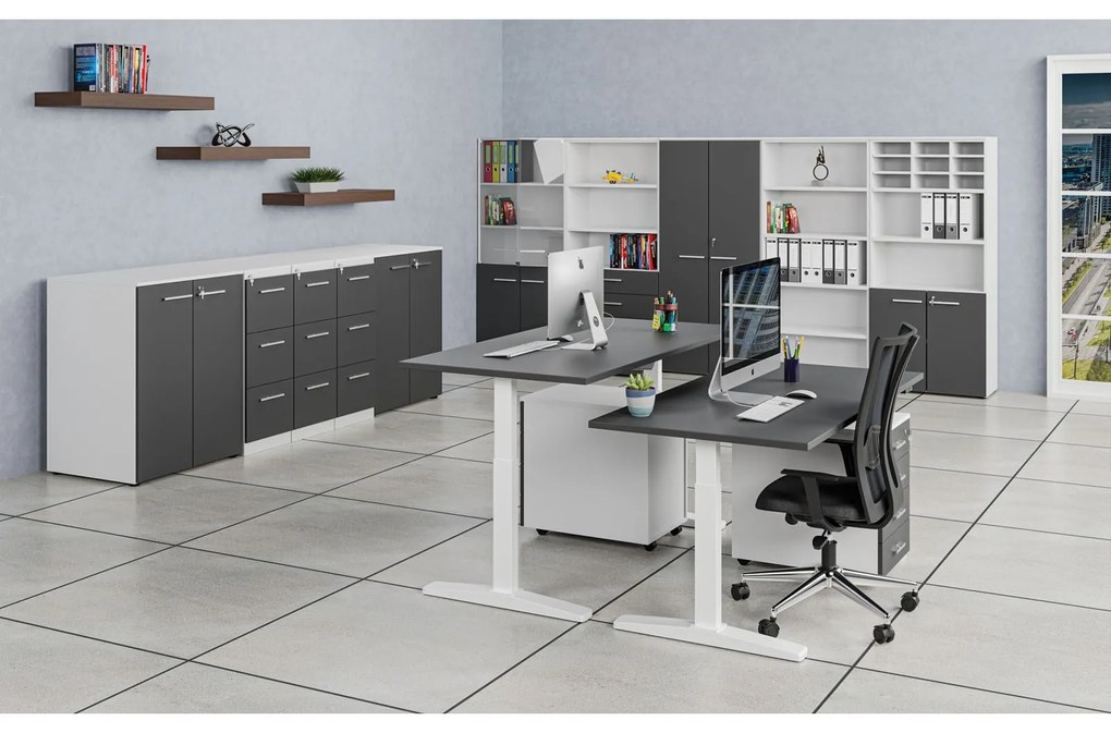 Skriňa so zasúvacími dverami PRIMO WHITE, 1781 x 800 x 420 mm, biela/grafit