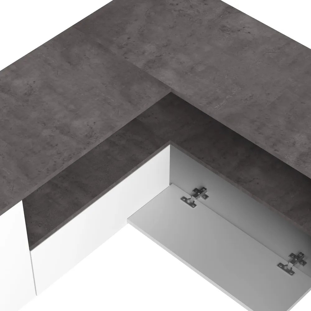 Sivo-biely TV stolík v dekore betónu 130x46 cm Angle – TemaHome