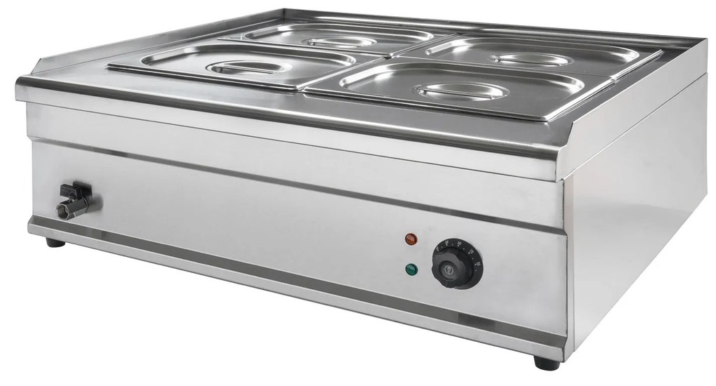 Profesionálny vodný kúpeľ 4× GN 1/2, nerez, 1500 W