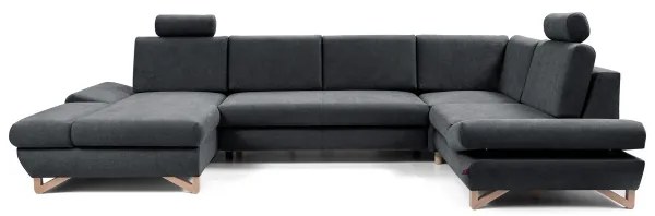 Rozkladacia rohová čalúnená sedacia súprava s úložným priestorom v tvare U AVESTA antracit