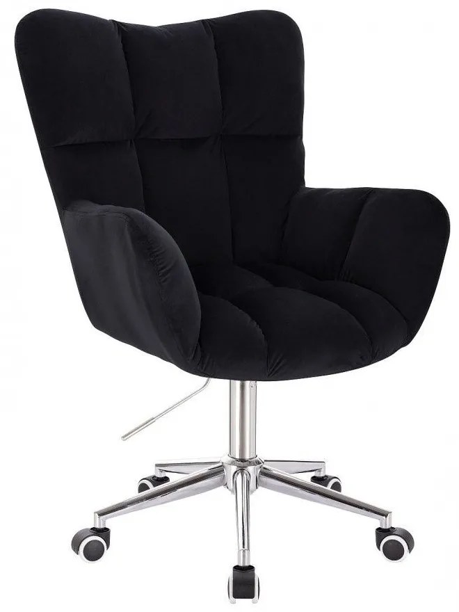 LuxuryForm DESIGN Otočné kreslo AURORA VELUR na striebornej podstave s kolieskami - čierne