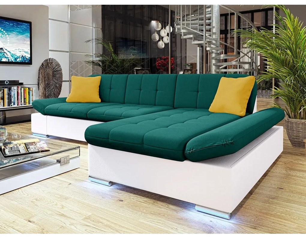 Rohová sedačka Laviva LED, Dostupné poťahy: ekokoža Soft 011 + Bristol 2460, Strana: ľavá