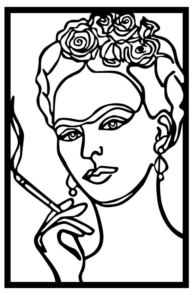 Nástenná kovová dekorácia Kahlo čierna