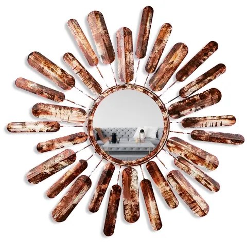 Nástenné zrkadlo SLNKO pr. 75 cm hnedá