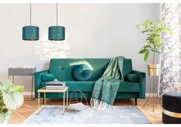 Luster na lanku REZO 2xE27/60W/230V tyrkysová