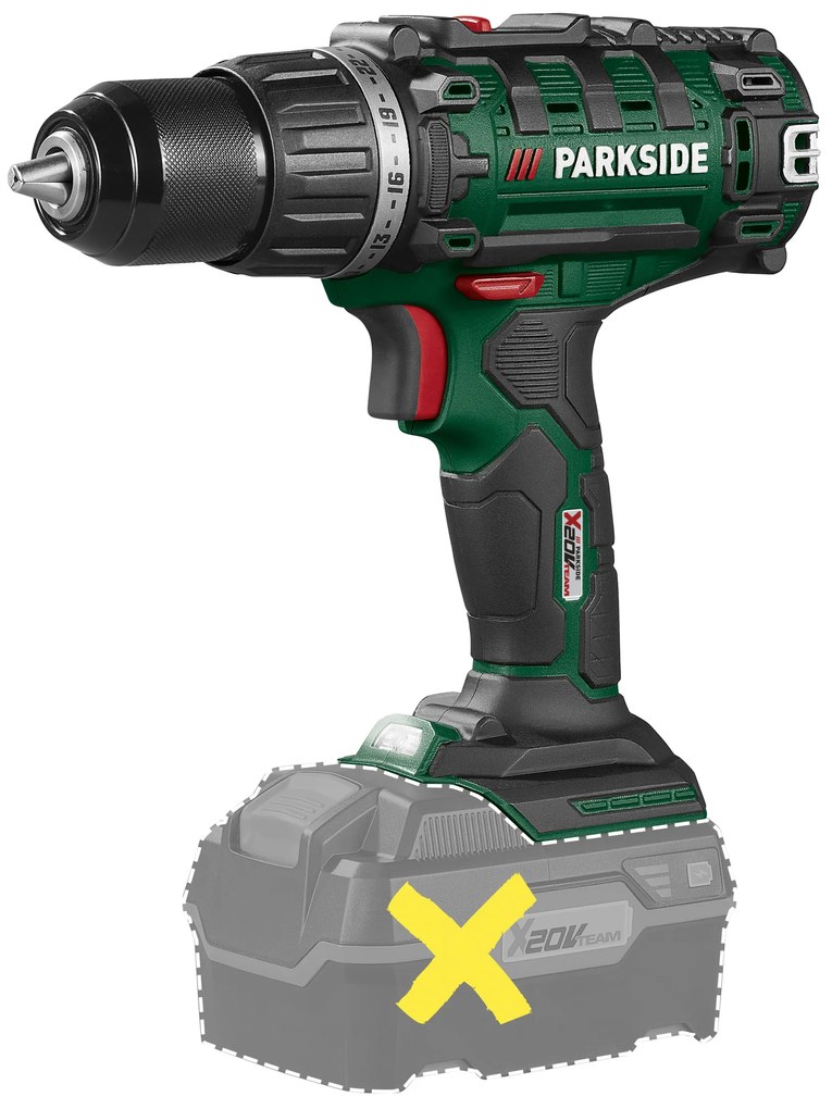 Parkside® Aku vŕtací skrutkovač 20 V Pabs 20-Li I9 – bez akumulátora (100390031)