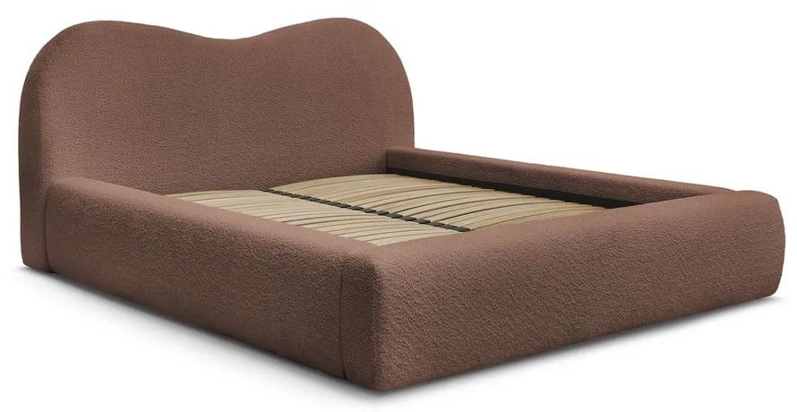 Oranžová čalúnená dvojlôžková posteľ s úložným priestorom s roštom 140x190 cm Orlane – Bobochic Paris