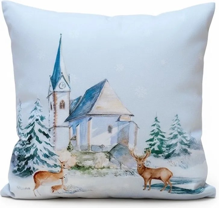 Vankúšová obliečka Zimný kostolík 40 × 40 cm