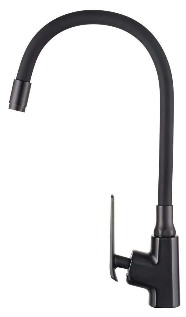 Invena Ligaria, vysoká drezová batéria s elastickým ramenom, systém Eco Start, čierna matná, INV-BZ-39-004-L