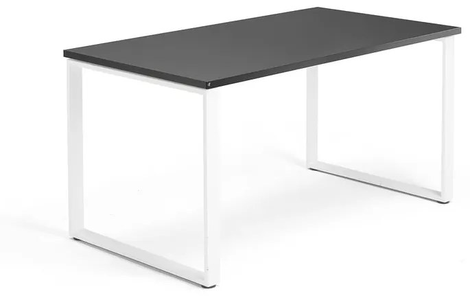 Kancelársky pracovný stôl QBUS, O-rám, 1400x800 mm, čierna/biela
