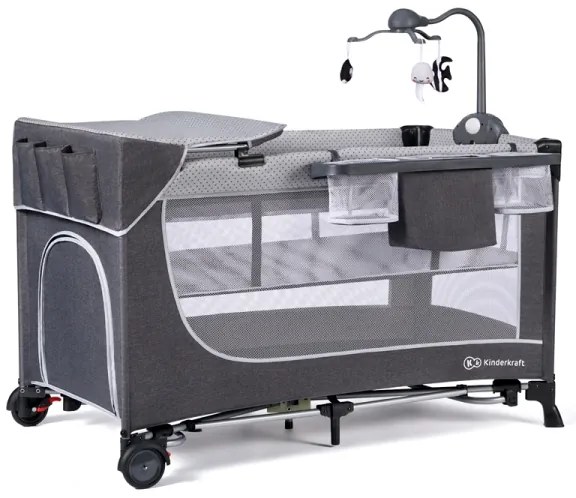 KINDERKRAFT - Cestovná postieľka LEODY šedá