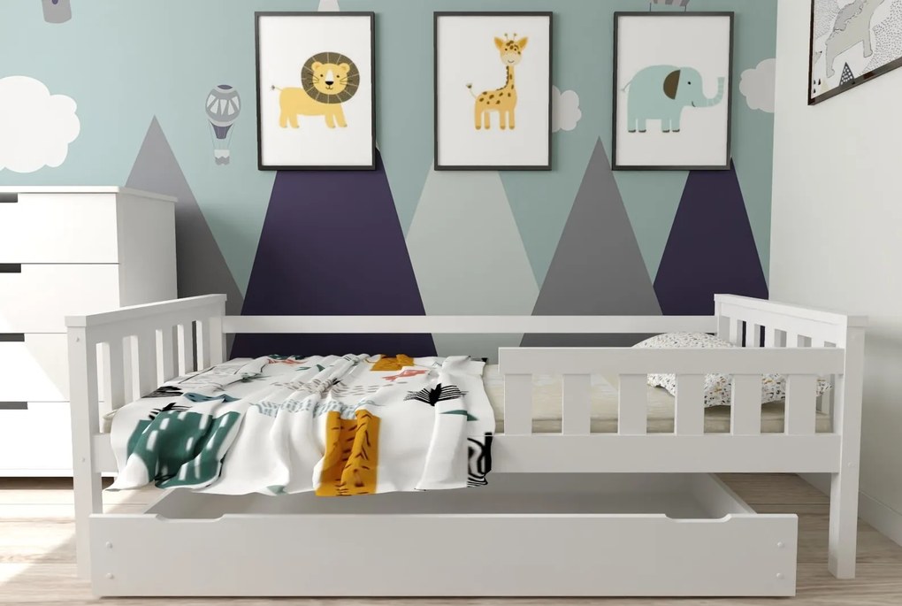 Detská posteľ z masívu borovice FRANK - 200x90 cm - biela