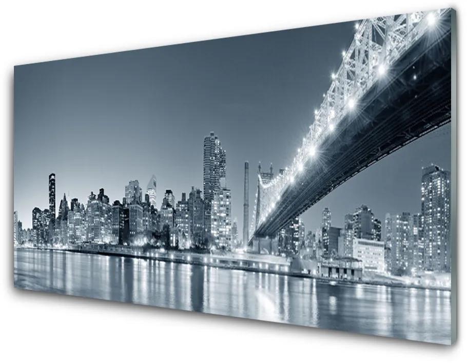 Obraz na akrylátovom skle Mesto most architektúra 100x50cm