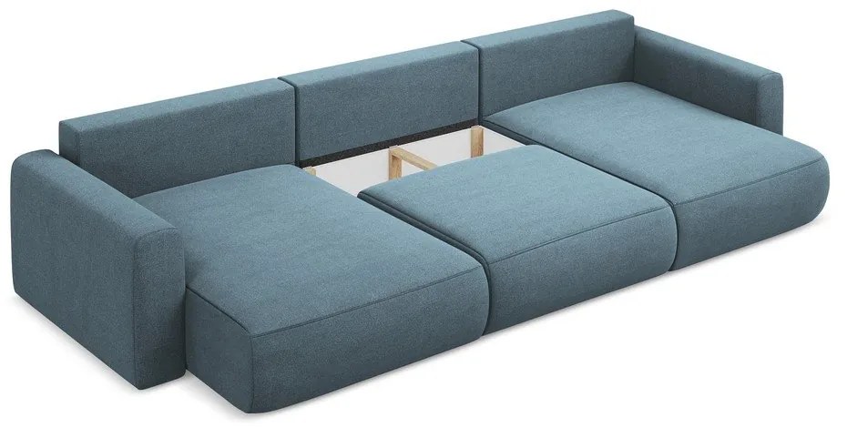 Svetlomodrá rozkladacia/s úložným priestorom rohová pohovka (do tvaru "U") Kapua – Makamii