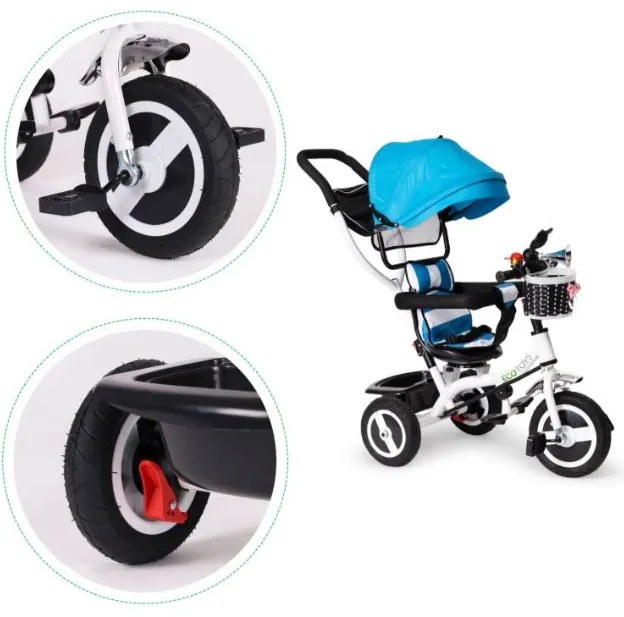ECOTOYS Detská trojkolka s rotačným sedadlom Blue