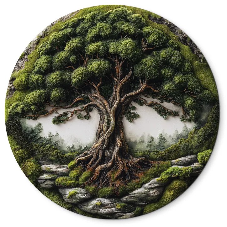 drevko |  Machový strom života Ochranca (UV tlač)  45 x 45 cm