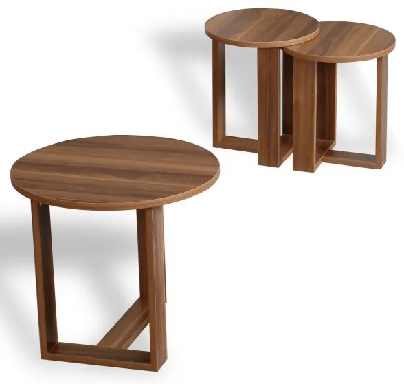 SADA 3x Odkladací stolík MIRA hnedá