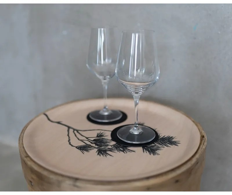 Podtácok 10cm, recyklovaná koža / čierny