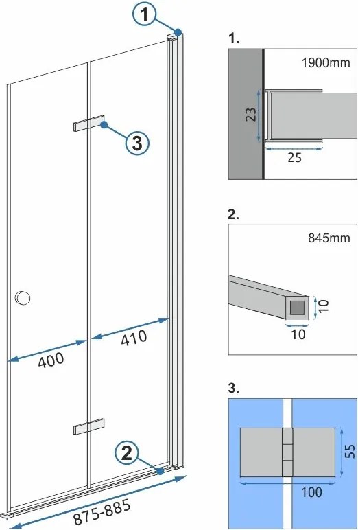 Rea Fold N2, sprchové dvere ku sprchovému kútu Fold 90cm, 6mm číre sklo, chrómový profil, REA-K7442