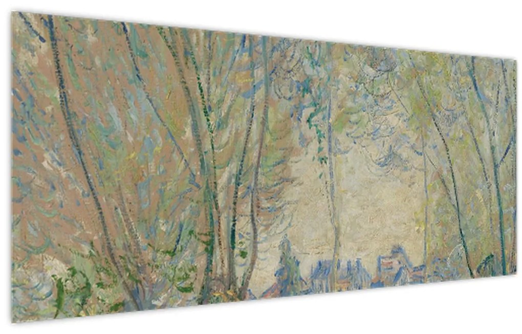 Obraz - Claude Monet, Woman Seated under the Willows, reprodukcia (120x50 cm)