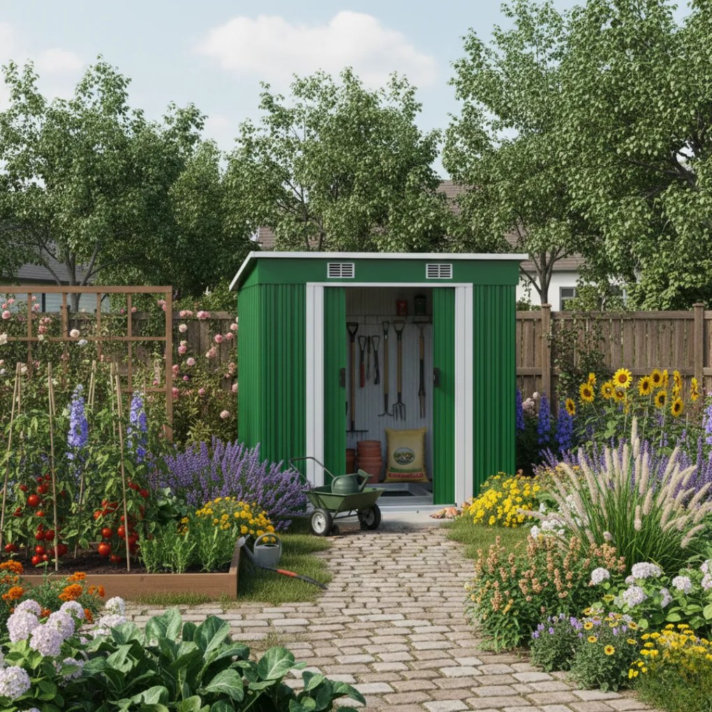 Záhradný domček na náradie L, 196x122x182cm,  zelená Gardebruk