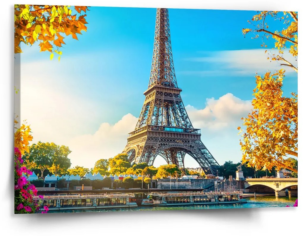 Sablio Obraz Paríž Eiffelova veža Flowers - 150x110 cm