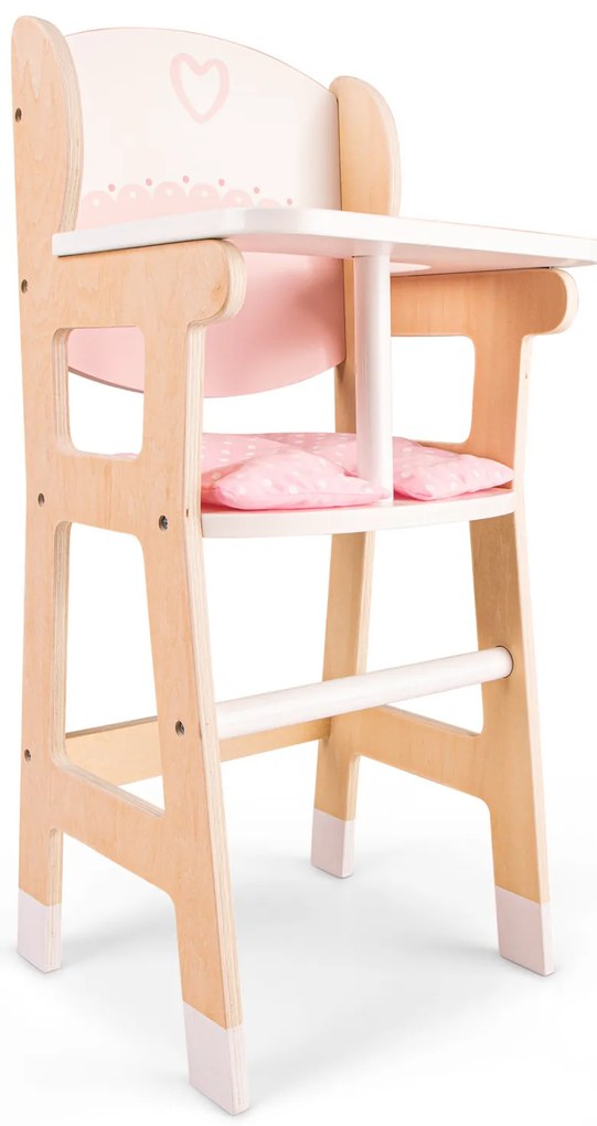 Drevená jedálenská stolička pre bábiky s vankúšikom