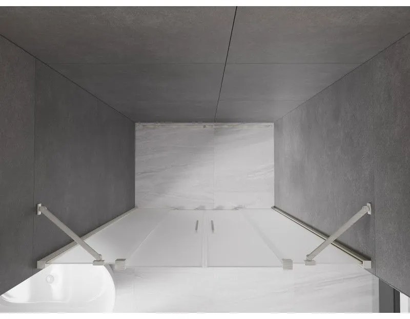 Mexen Velar Duo, posuvné sprchové dvere do otvoru 160 cm, 8mm sklo námraza, brúsená oceľ, 871-160-000-32-97