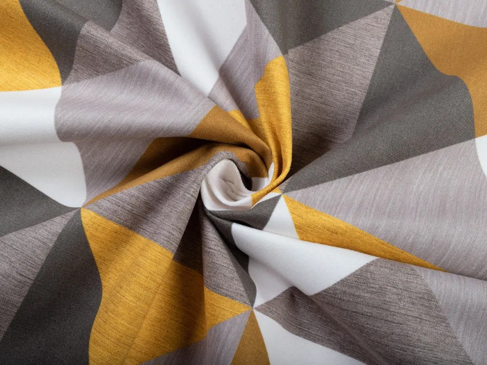 Biante Zamatový obdĺžnikový obrus Tamara TMR-020 Žlto-sivobéžové trojuholníky 100x140 cm