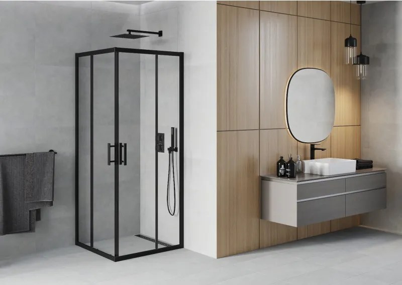 Mexen Rio štvorcový sprchový kút 70 x 70 cm, transparentný, čierny - 860-070-070-70-00