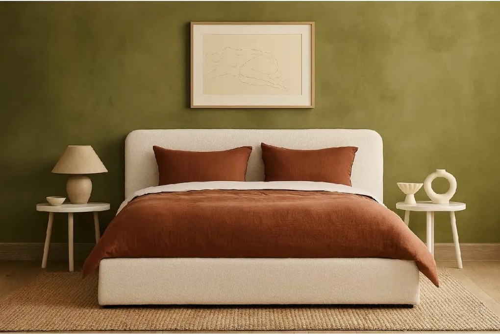 Noela Čalúnená posteľ s úložným priestorom biela TEDDY 180