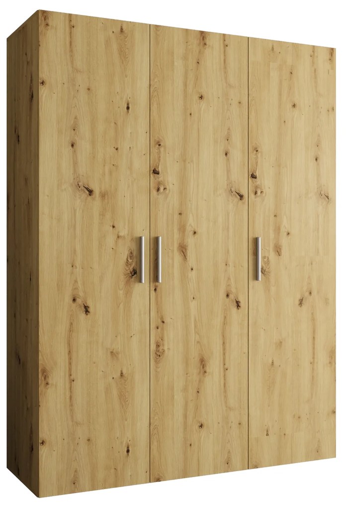 Šatníková skriňa 150 cm Borry 1 (dub artisan + strieborná). Akcia -20%. Vlastná spoľahlivá doprava až k Vám domov. 1125757