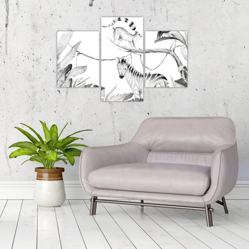 Obraz - Akvarelová džungľa (90x60 cm)