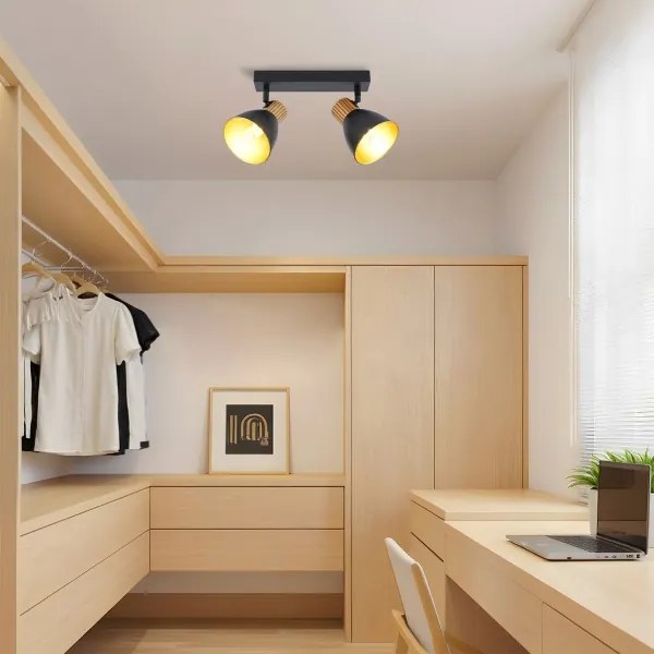 Brilagi - Bodové svietidlo ODENSE 2xE14/10W/230V drevo/čierna