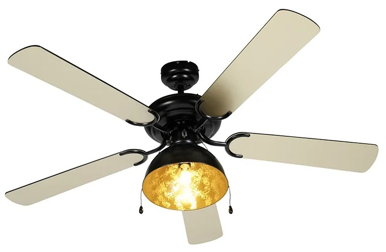 Stropný ventilátor čierny s béžovou farbou 130 cm s ťahacím káblom - Mistral Magna