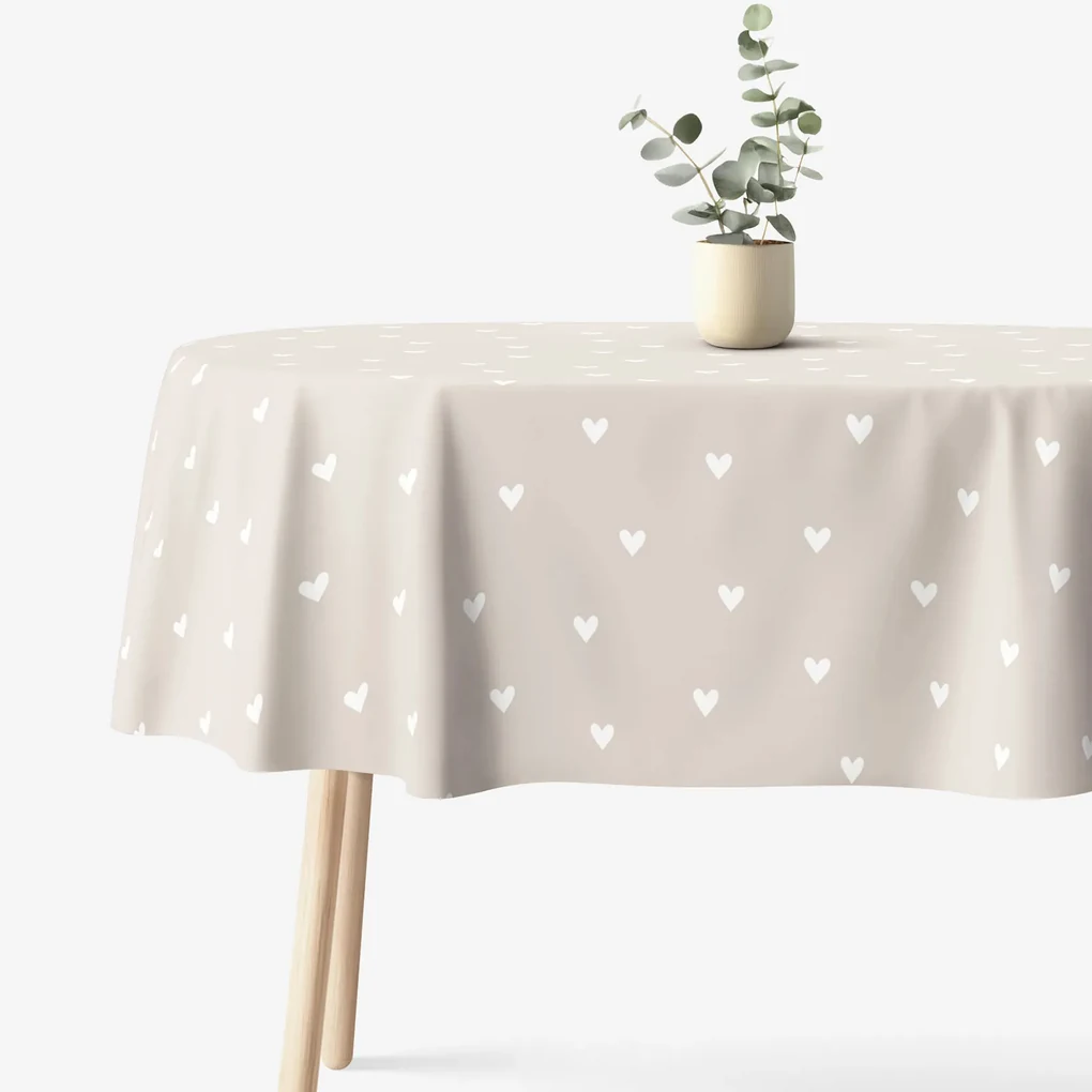 Goldea oválny obrus 100% bavlnené plátno - srdiečka na latte 140 x 280 cm