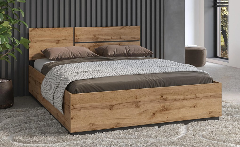 Manželská posteľ 160 cm Crossroad S31 (dub wotan + čierna). Akcia -10%. Vlastná spoľahlivá doprava až k Vám domov. 1118256