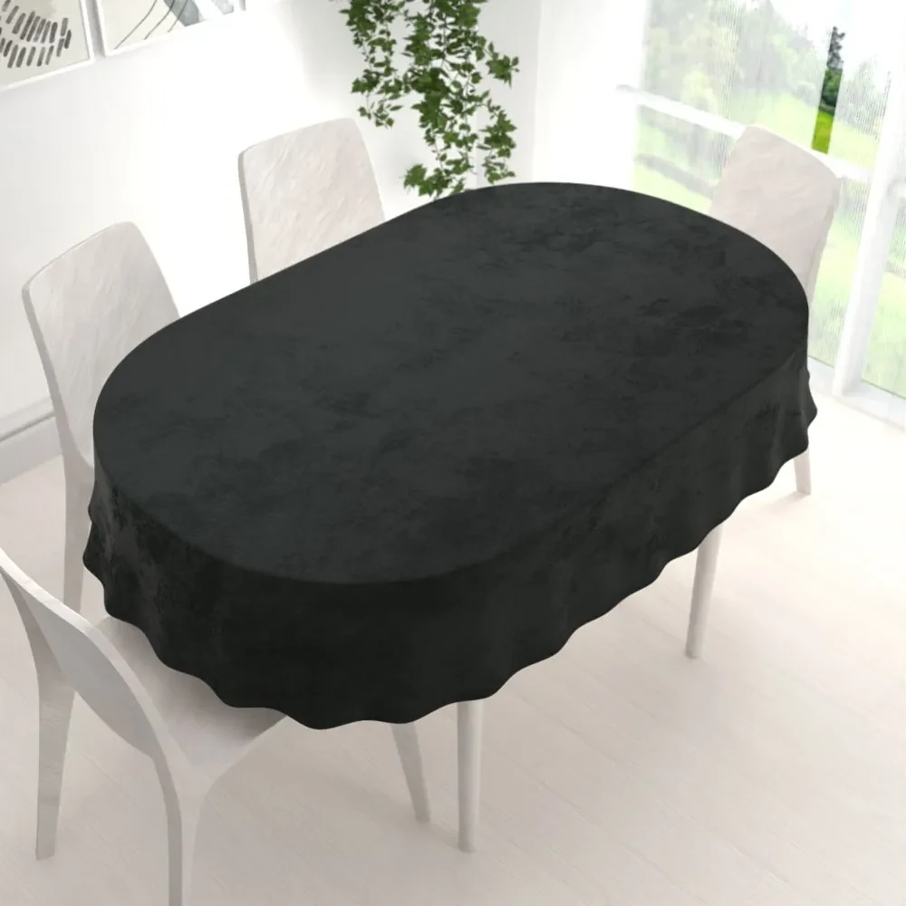 Biante Zamatový oválny obrus Velvet Prémium SVP-014 Čiernozelený 140x200 cm