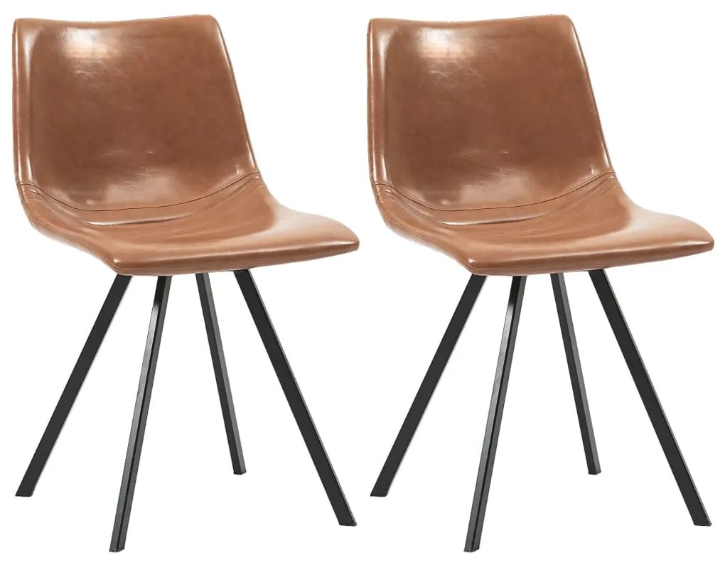 vidaXL Jedálenské stoličky 2 ks, koňaková farba, umelá koža