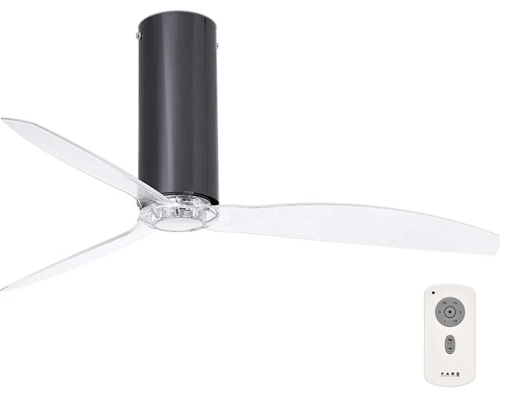 FARO 32035 - Stropný ventilátor TUBE FAN čierna/číra pr. 128 cm + diaľkové ovládanie
