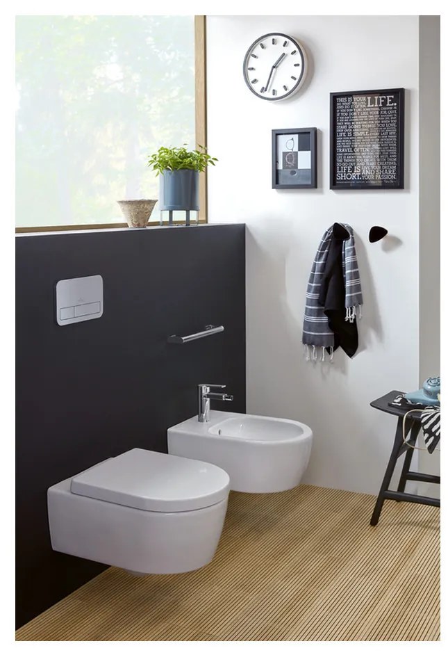 Villeroy & Boch Villeroy Boch - Inštalačný systéme ViConnect + tlačidlo biele + závesné WC 370x530mm, DirectFlush + sedátko s poklopom SoftClosing SET 3