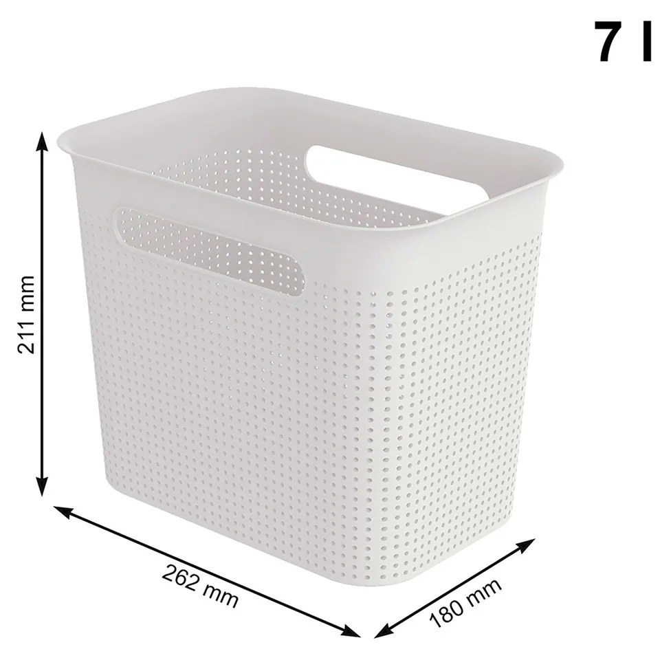 Rotho Úložný box s rúčkami BRISEN 7l, 26x18x21cm, biely S vekom / Bez veka: Bez veka