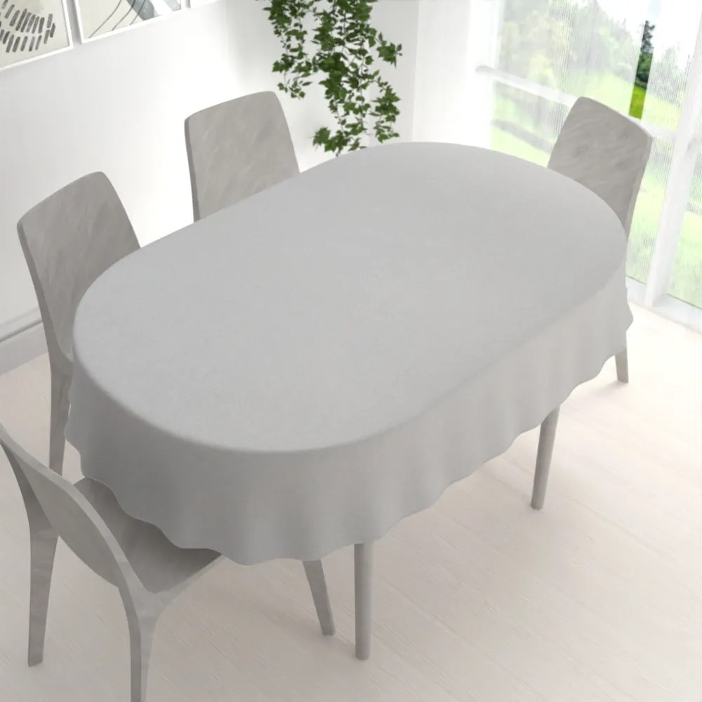 Biante Veľký dekoračný oválny obrus BKR-501 Svetlo sivý 160x200 cm
