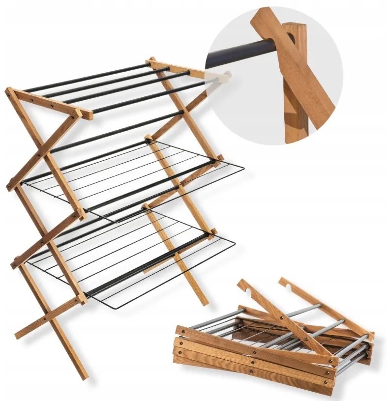 Erga Aurora Plus, vešiak na sušenie bielizne 69x49,5x97 cm na postavenie, hnedá-čierna, ERG-SEP-1265SUAURPLUD
