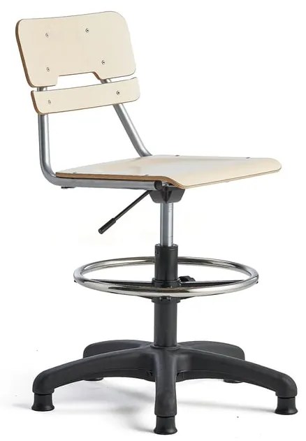 Stolička LEGERE, výškovo nastaviteľná, malé sedadlo, s klzákmi, V 500-690 mm, breza