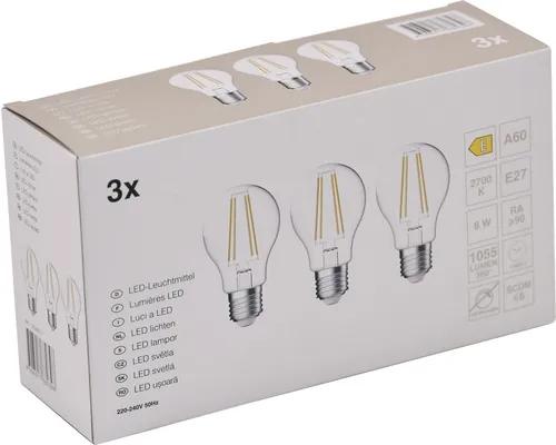 LED žiarovka A60 E27 / 8 W ( 75 W ) 1055 lm 2700 K číra bal. - 3 ks