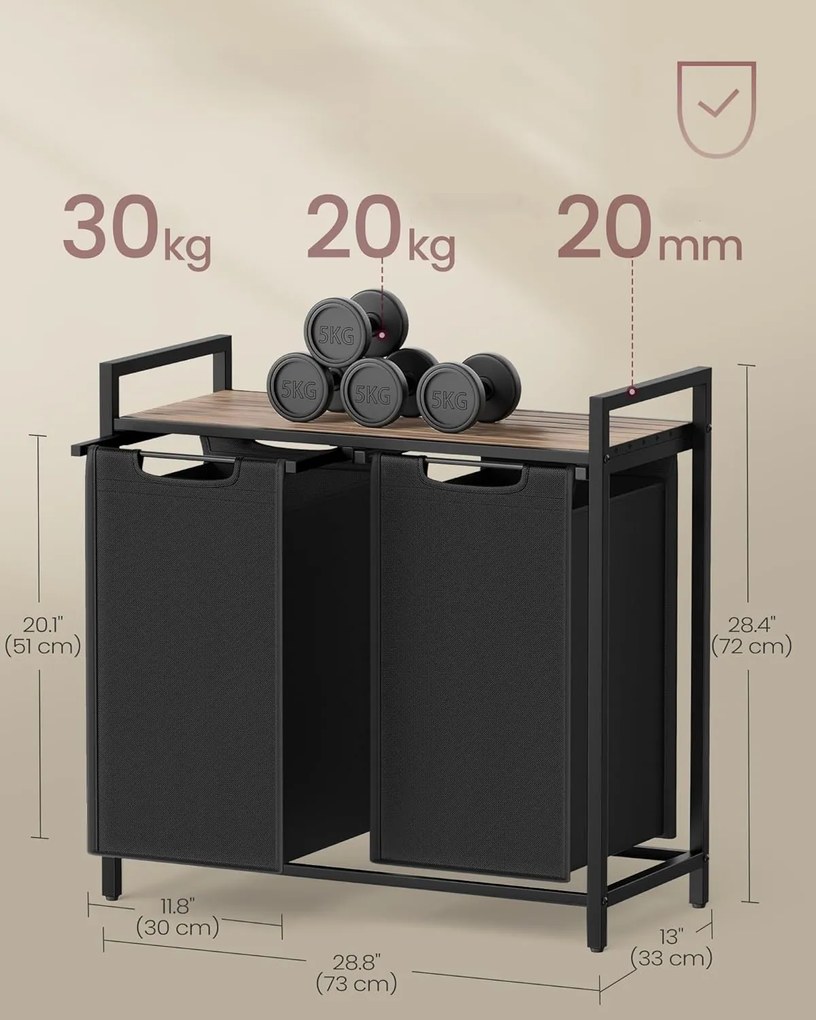 Kôš na bielizeň Vasagle Ovules ťaví hnedý/čierny