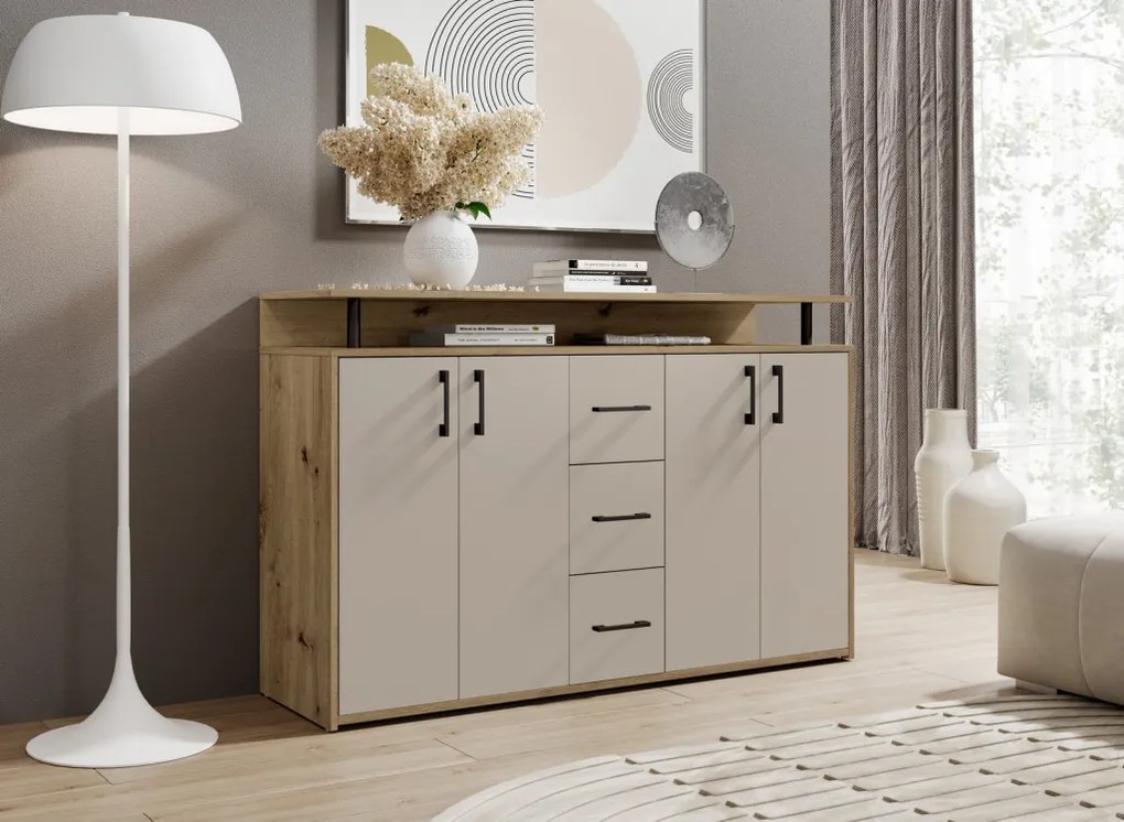 Komoda Drift, dub artisan/kašmírová béžová